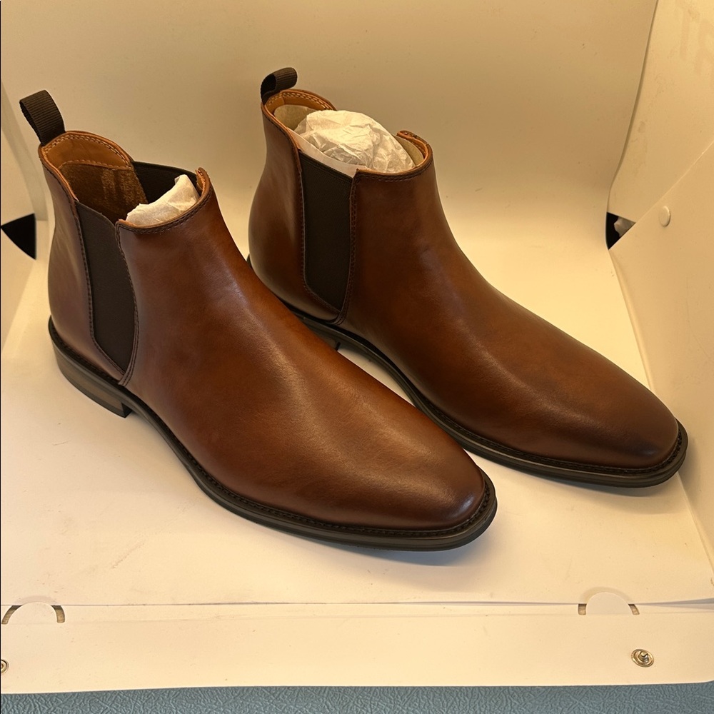 Men's Casual Suede Dress Chelsea Ankle Boots BROWN